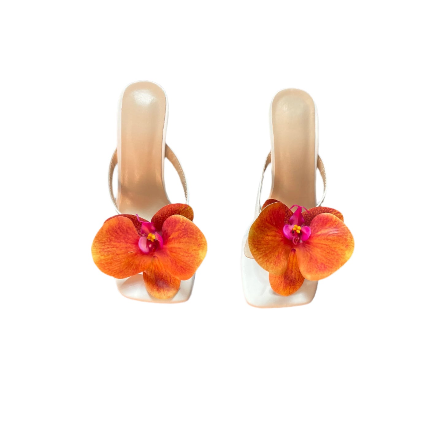 Cindy Orange Orchid White Thong