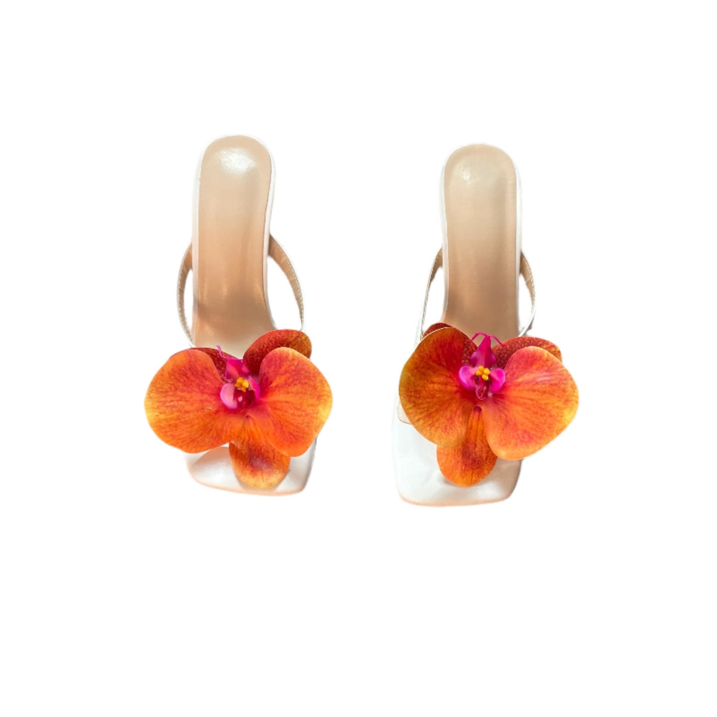 Cindy Orange Orchid White Thong