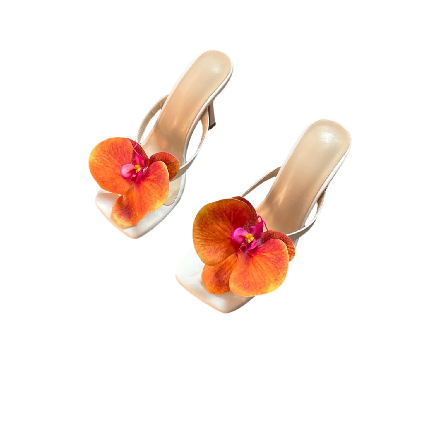 Cindy Orange Orchid White Thong