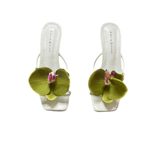 Vivian Olive Green Orchid White Sandal