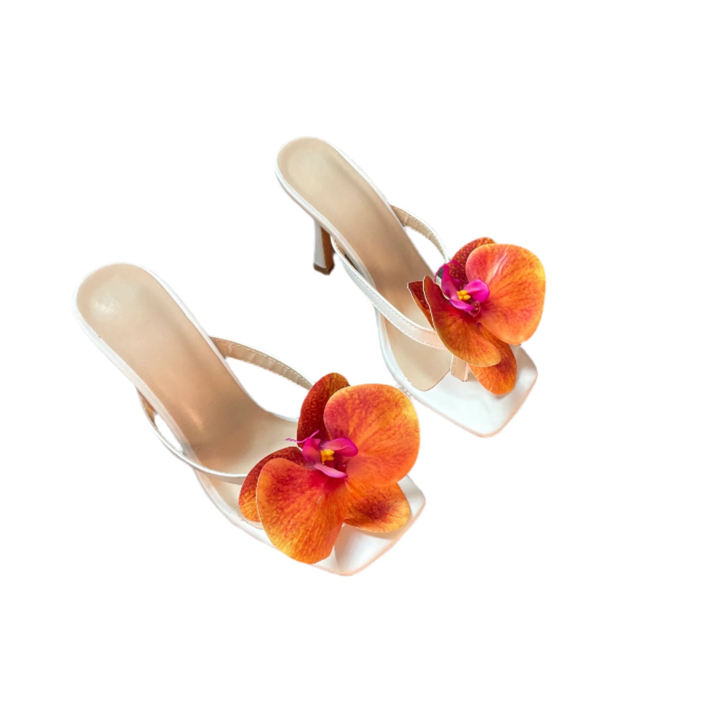 Cindy Orange Orchid White Thong