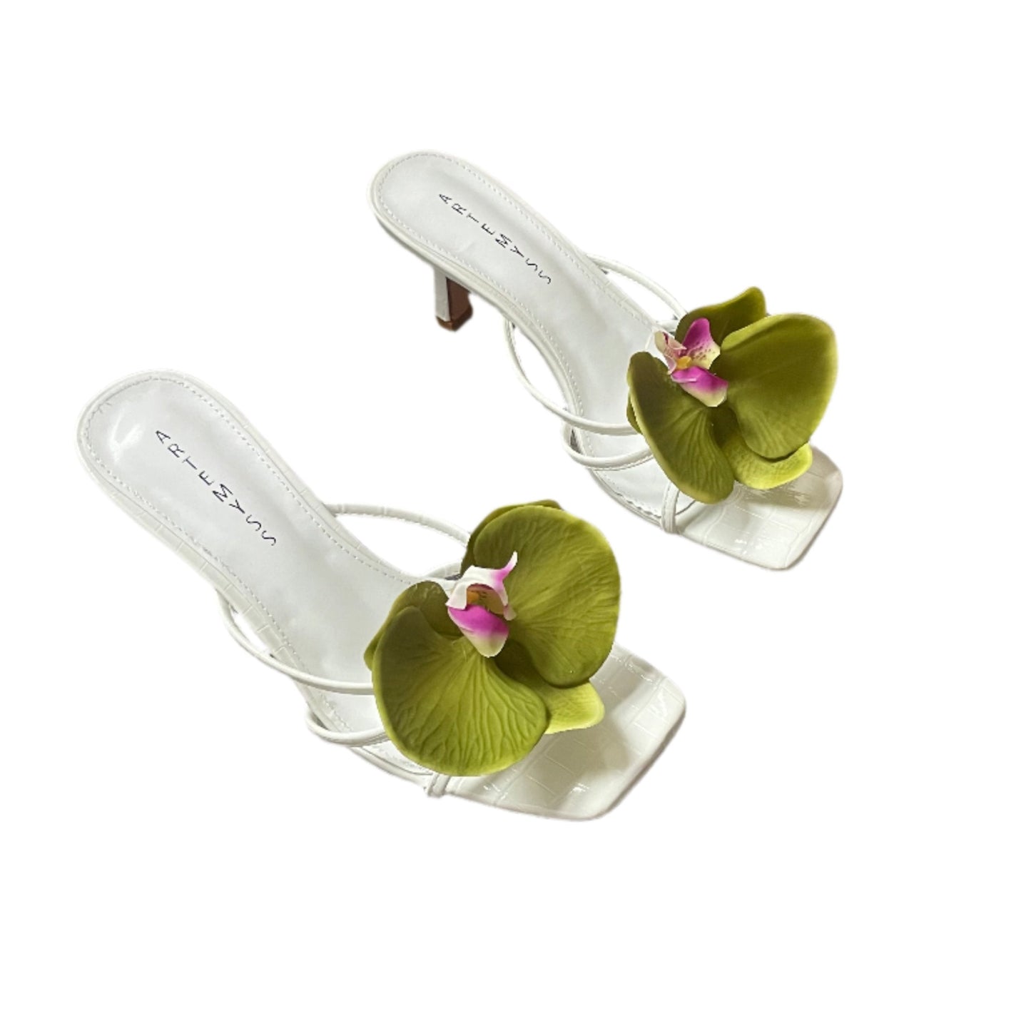 Vivian Olive Green Orchid White Sandal