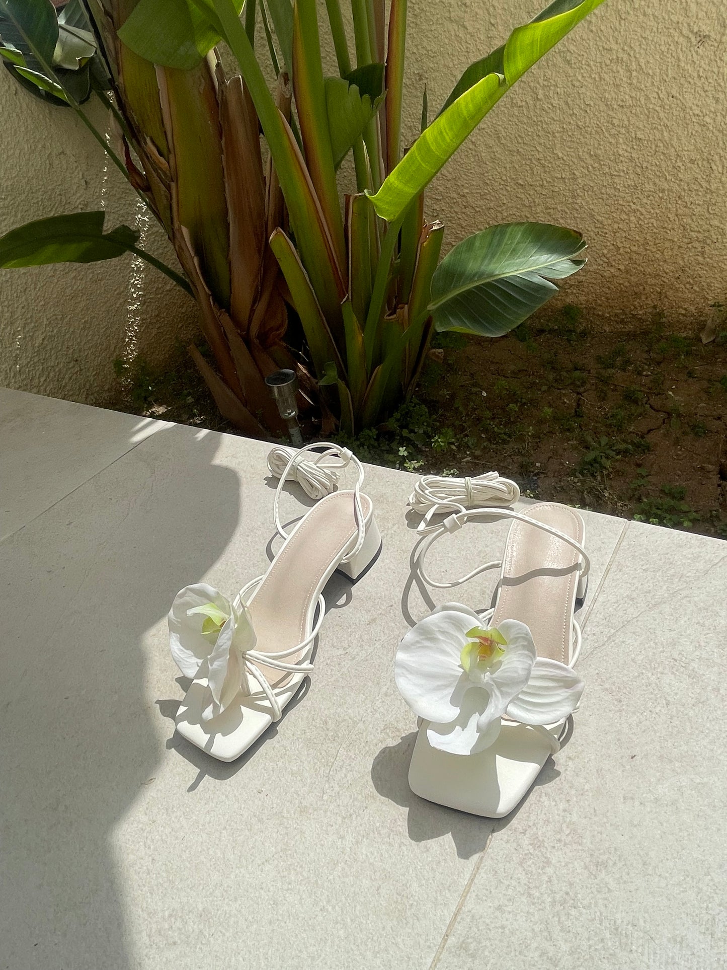 Serena Orchid Lace Up Block Sandals