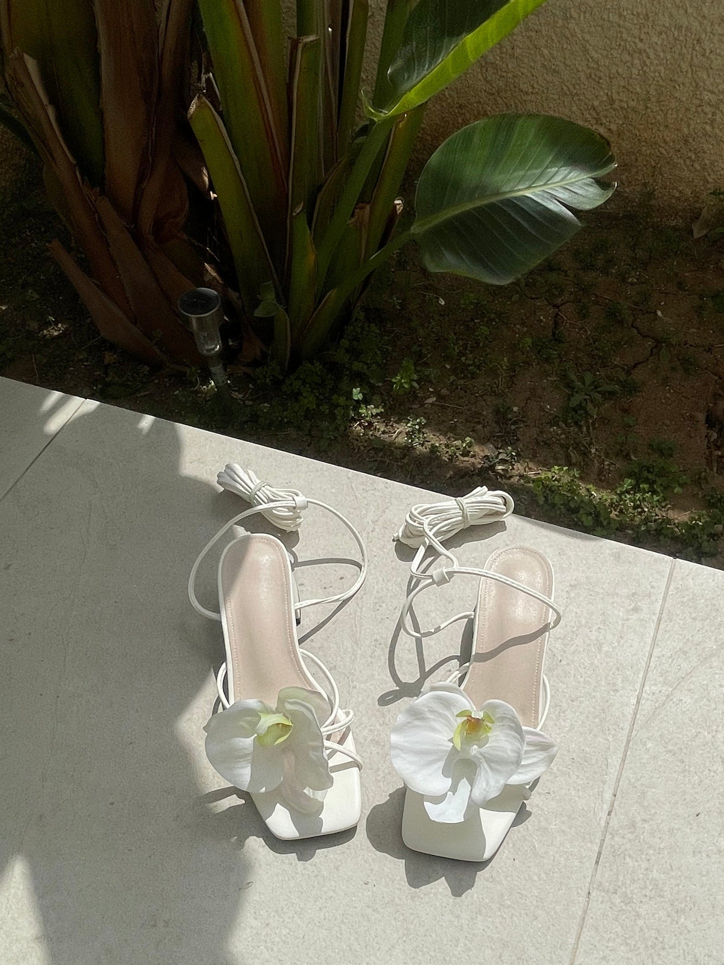 Serena Orchid Lace Up Block Sandals