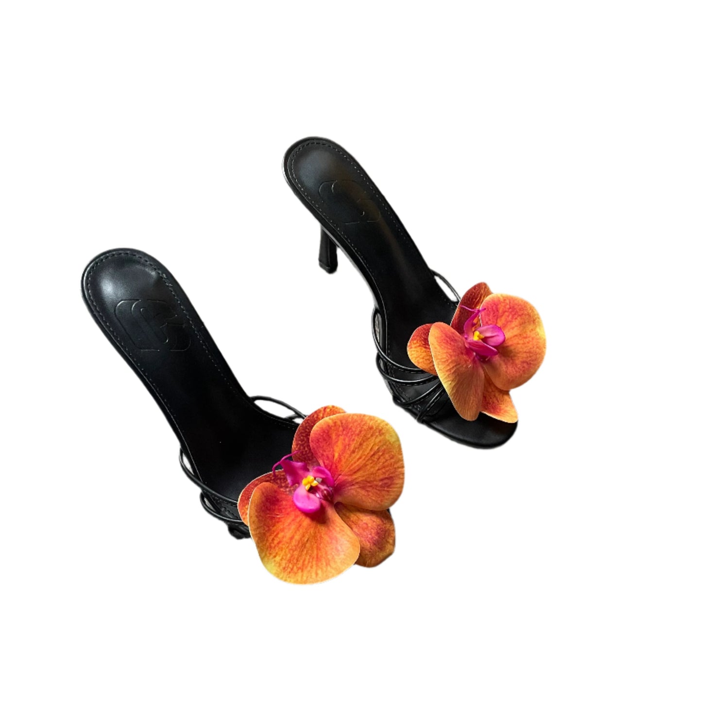 Cindy Orange Orchid Black Sandal