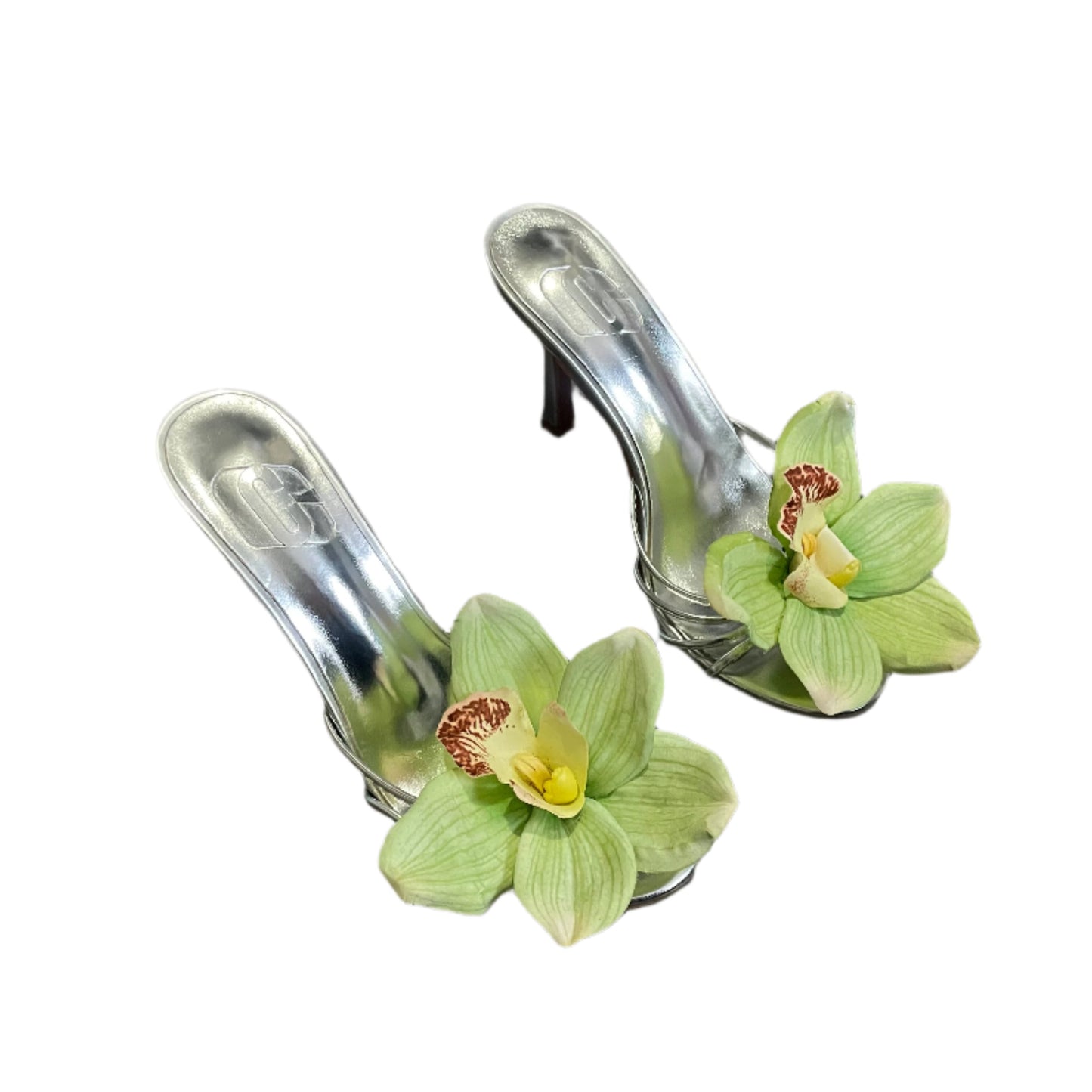 Joline Light Green Cymbidium Orchid Silver Sandal