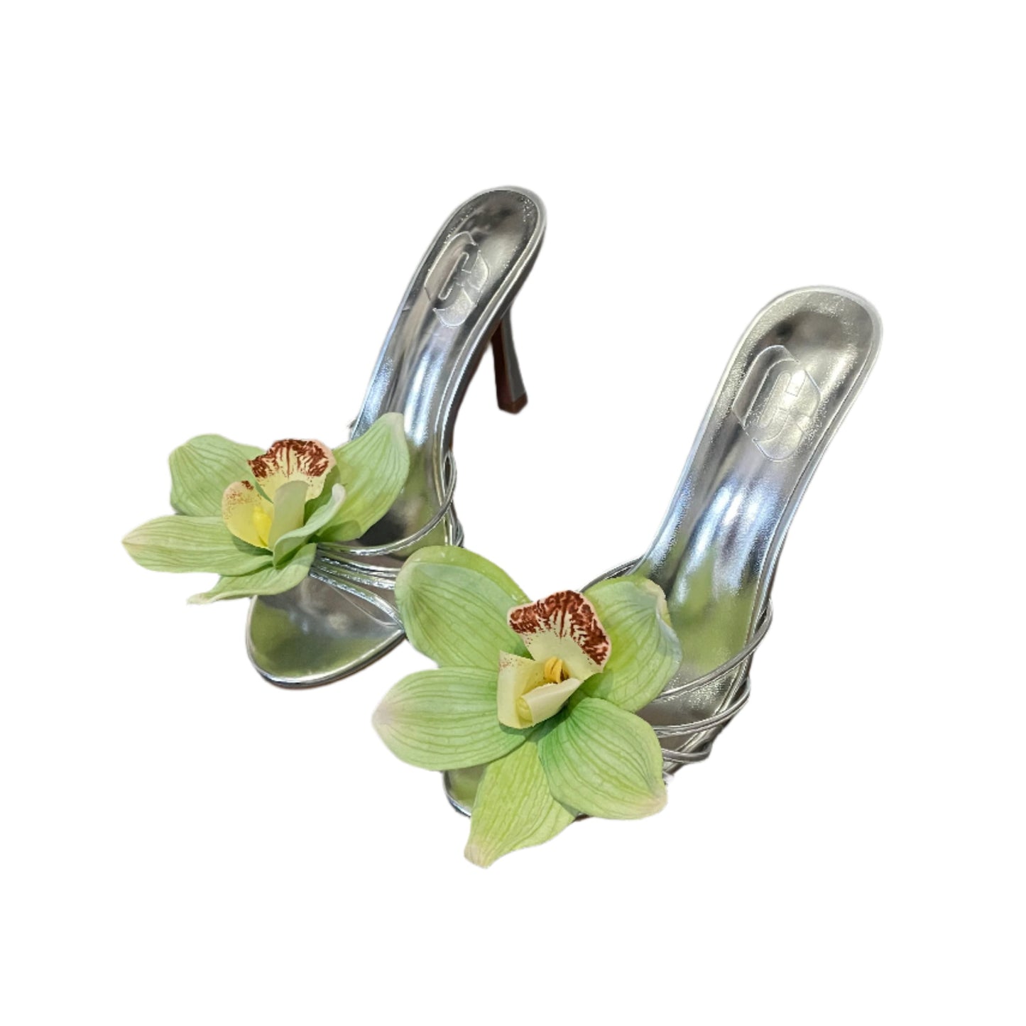 Joline Light Green Cymbidium Orchid Silver Sandal