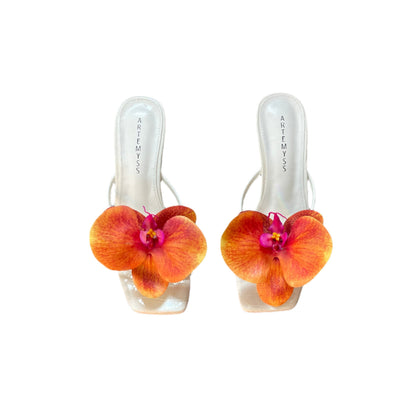 Cindy Orange Orchid Black Sandal