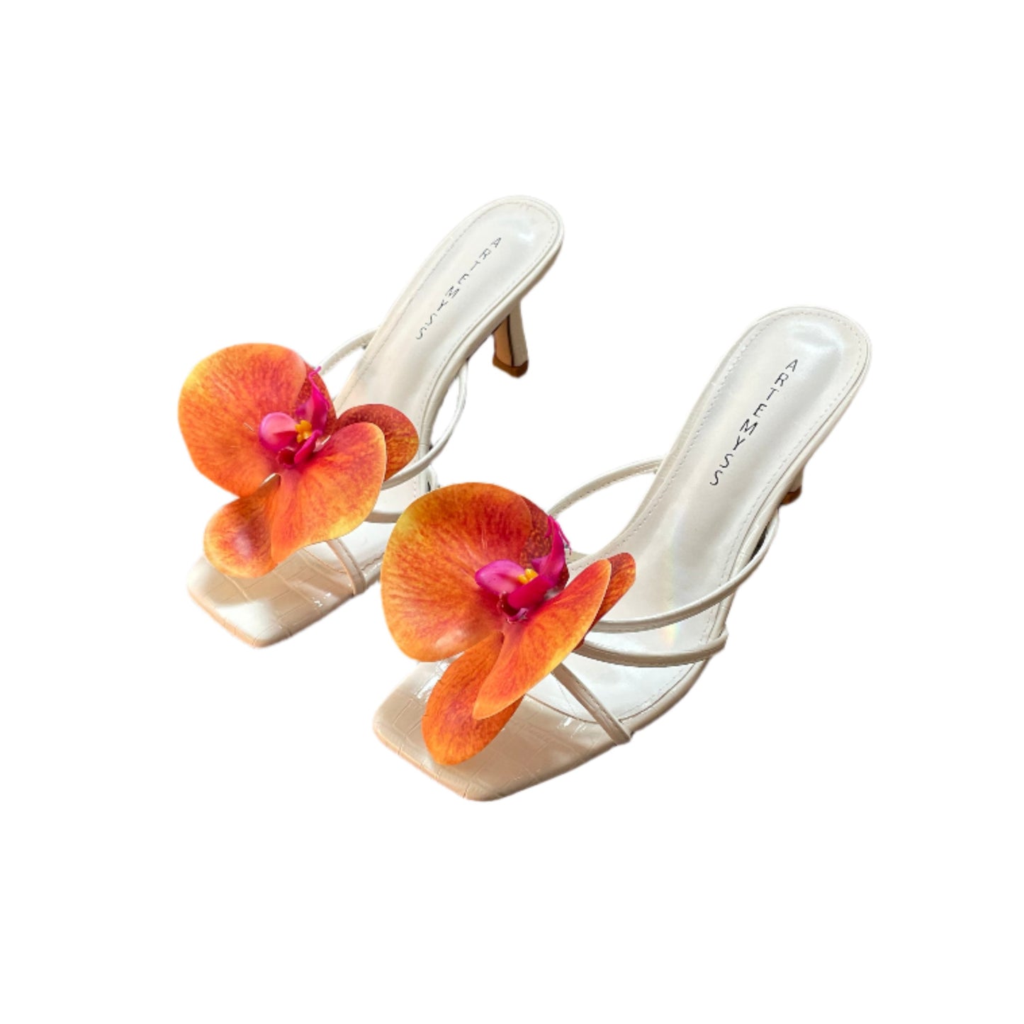 Cindy Orange Orchid Black Sandal