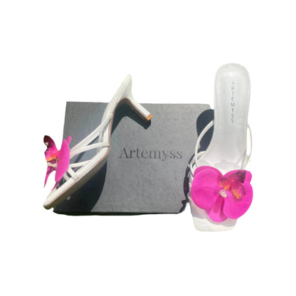 Aria Fuscia Pink Orchid Flower White Sandal