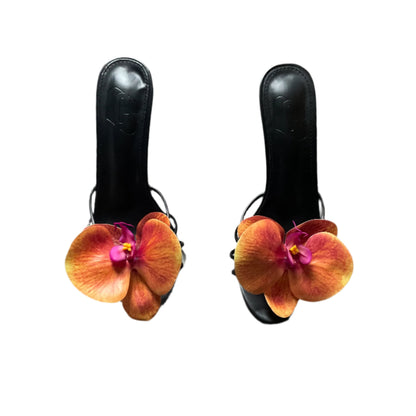 Cindy Orange Orchid Black Sandal