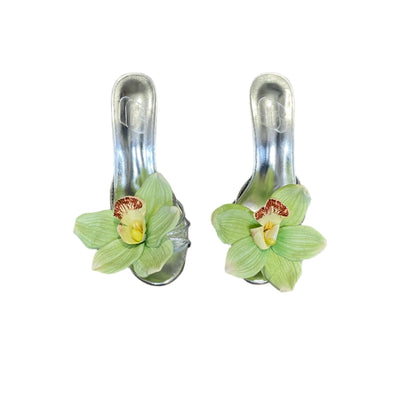 Joline Light Green Cymbidium Orchid Silver Sandal